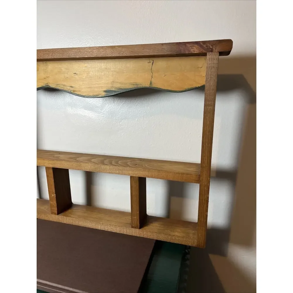 Vintage 1990's Wooden Wall Shelf Hand Painted Floral Design Knickknack 22''x16''